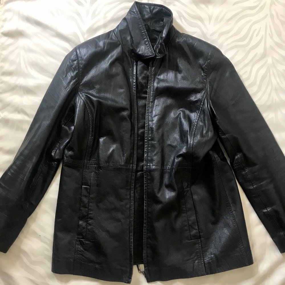 Black leather coat